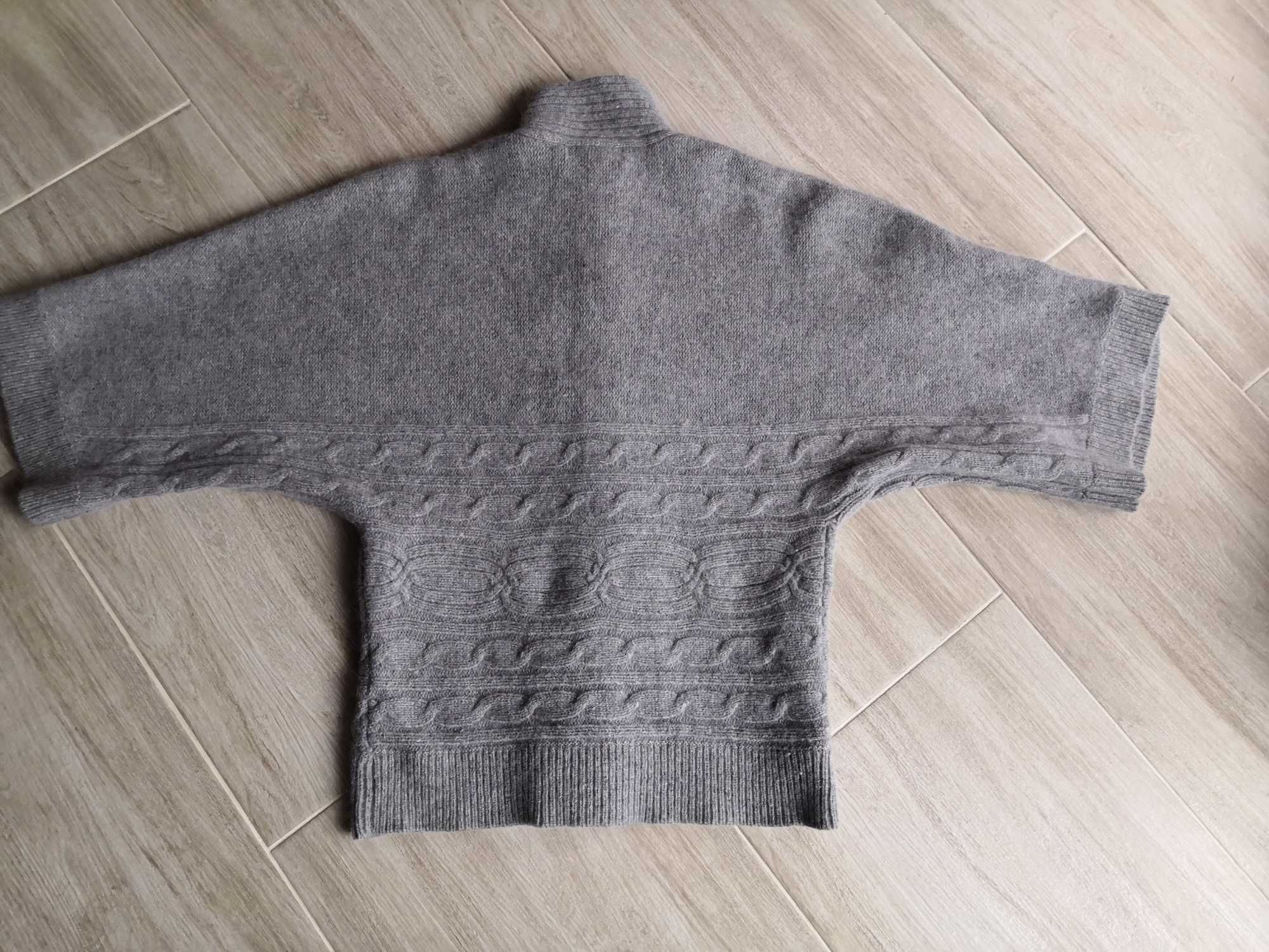 Sweter / kardigan szary John Rocha 36, 70% wełna jagnięca.