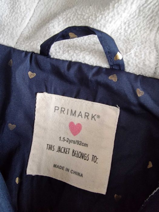 Primark granatowa kurtka zimowa dla dziewczynki 92
