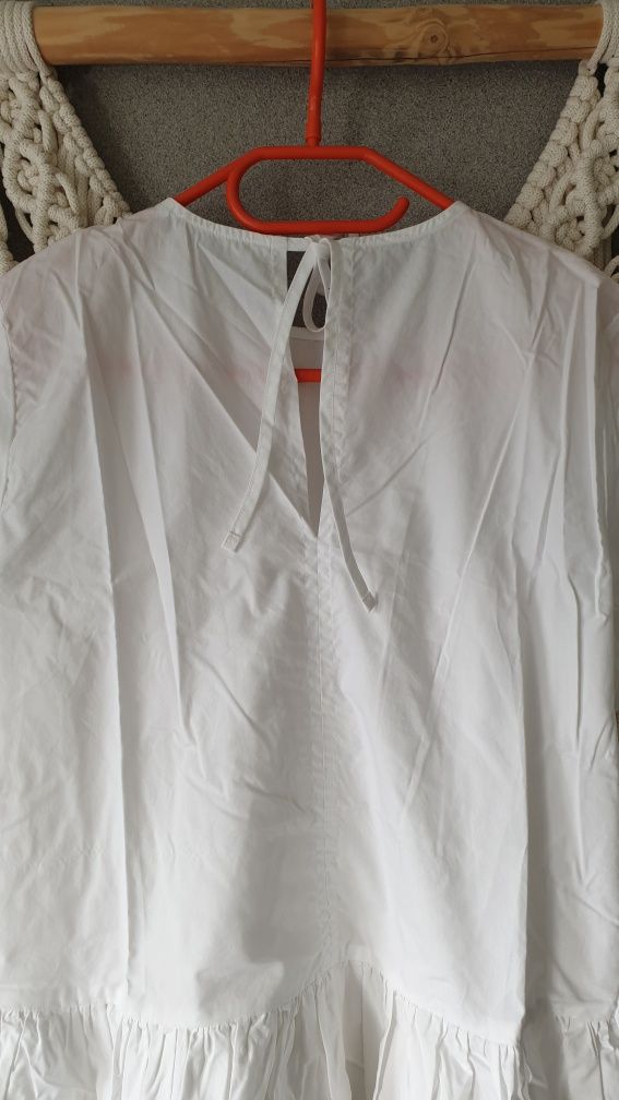 Zara biała bluzka oversize z popeliny XS/S baskinka