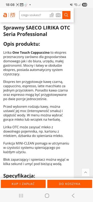 Ekspres Cisnieniowy SAECO LIRIKO