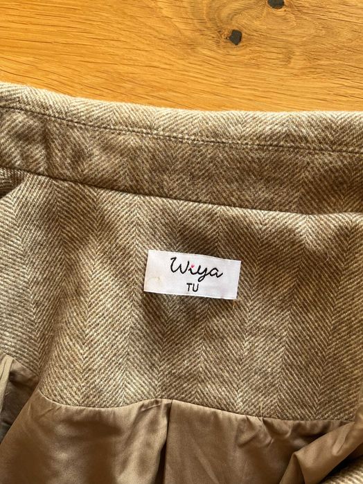 żakiet marynarka damska, bezowo-brazowa, rozmiar uniwersalny