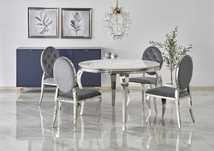 Stół do salonu srebrny, marmurkowy blat Glamour 120 cm