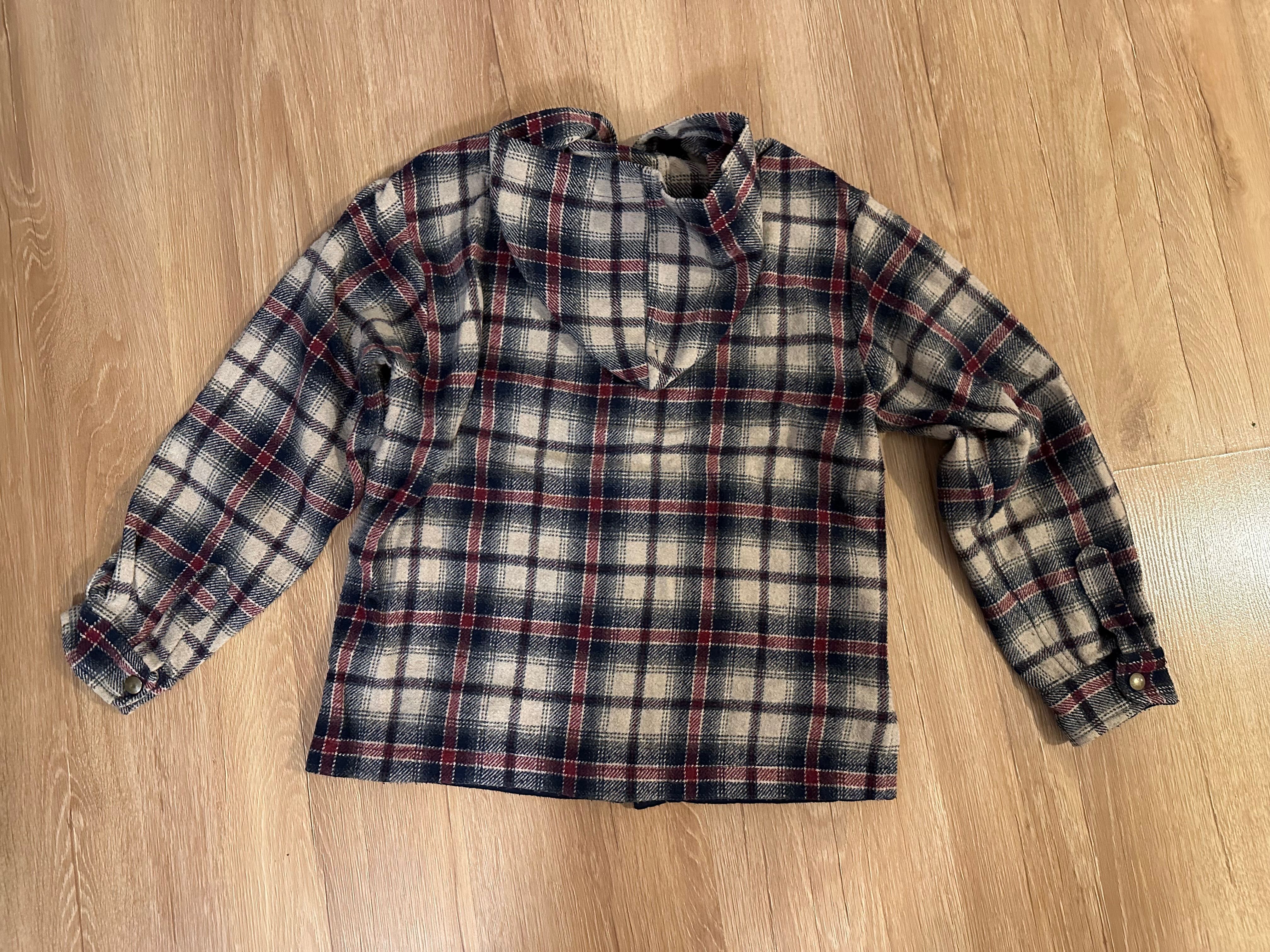 Rozpinana bluza z kapturem z wstawką w kratę Inditex 34 Vintage
