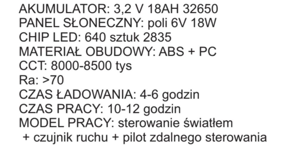 Lampa Solarna Uliczna VÖGLER LED 1800W  z Czujnikiem Ruchu+zmierzchu