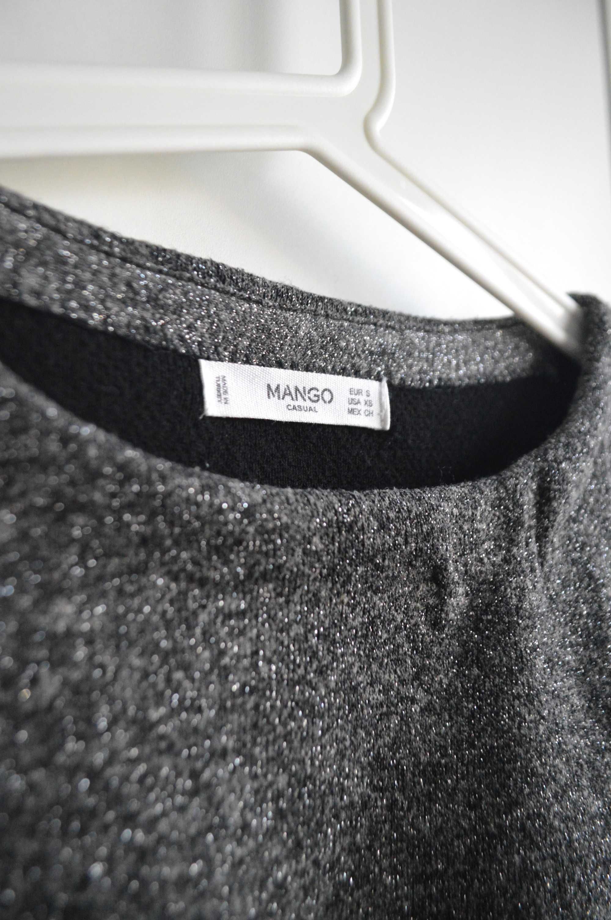 Mango sweter S/M bluza srebrna połyskująca luźna oversize minimalizm