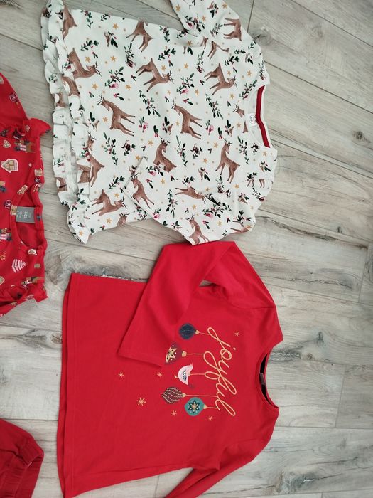 Świąteczne bluzki\koszulki i lekko ocieplane getry r. 122\134