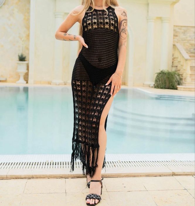 Накидка пляжная туника вязаное платье