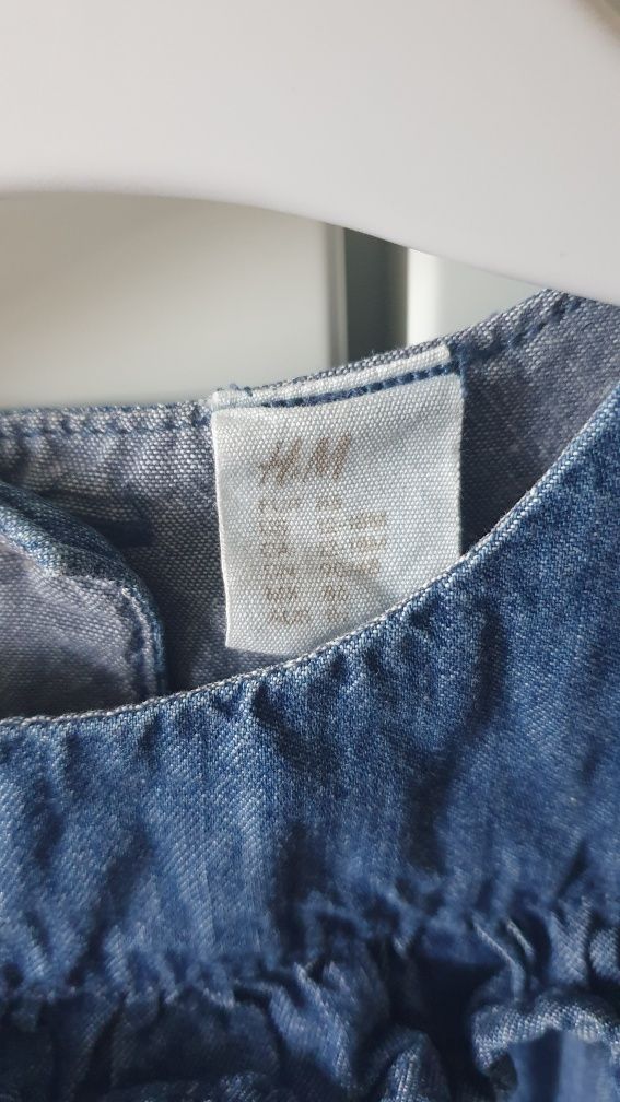 Sukienka jeansowa H&M HM 86 80 Krótki rękaw Bez rękawów