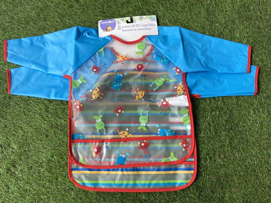 Слинявчик  фартух з ковшем для їжі на липучці слюнявчик