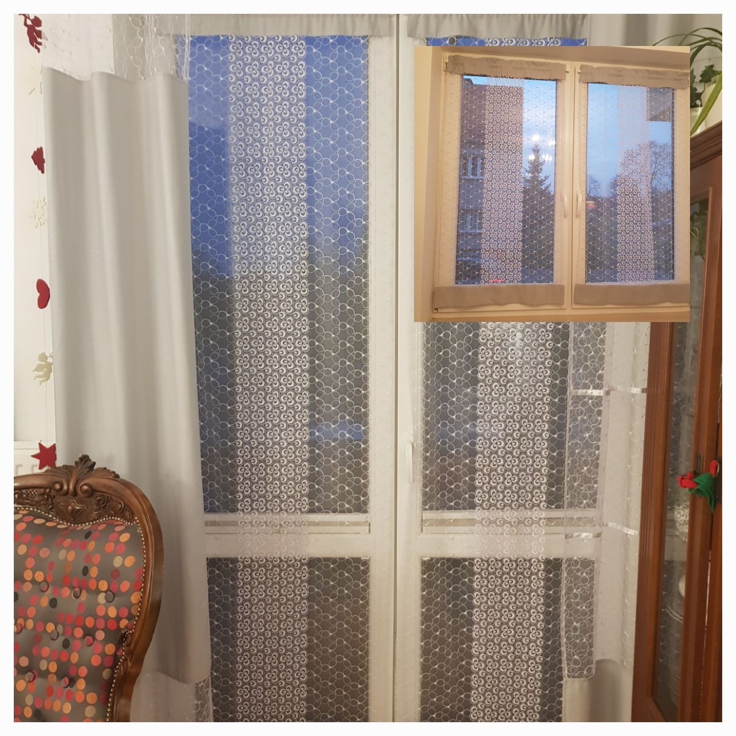Firana panel ekran na drzwi balkonowe 238 x 70 cm 1 szt.+2szt. krótkie