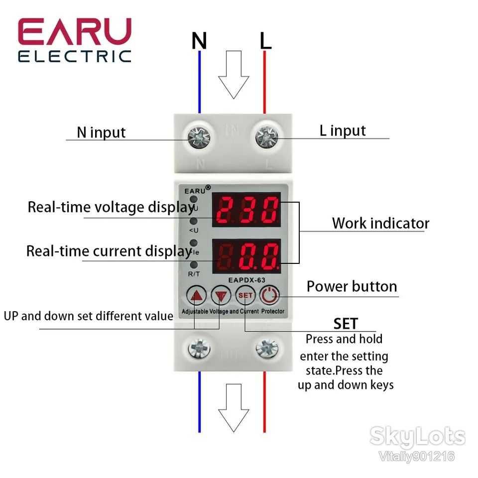 Захисний пристрій Протектор Реле 40A 220V