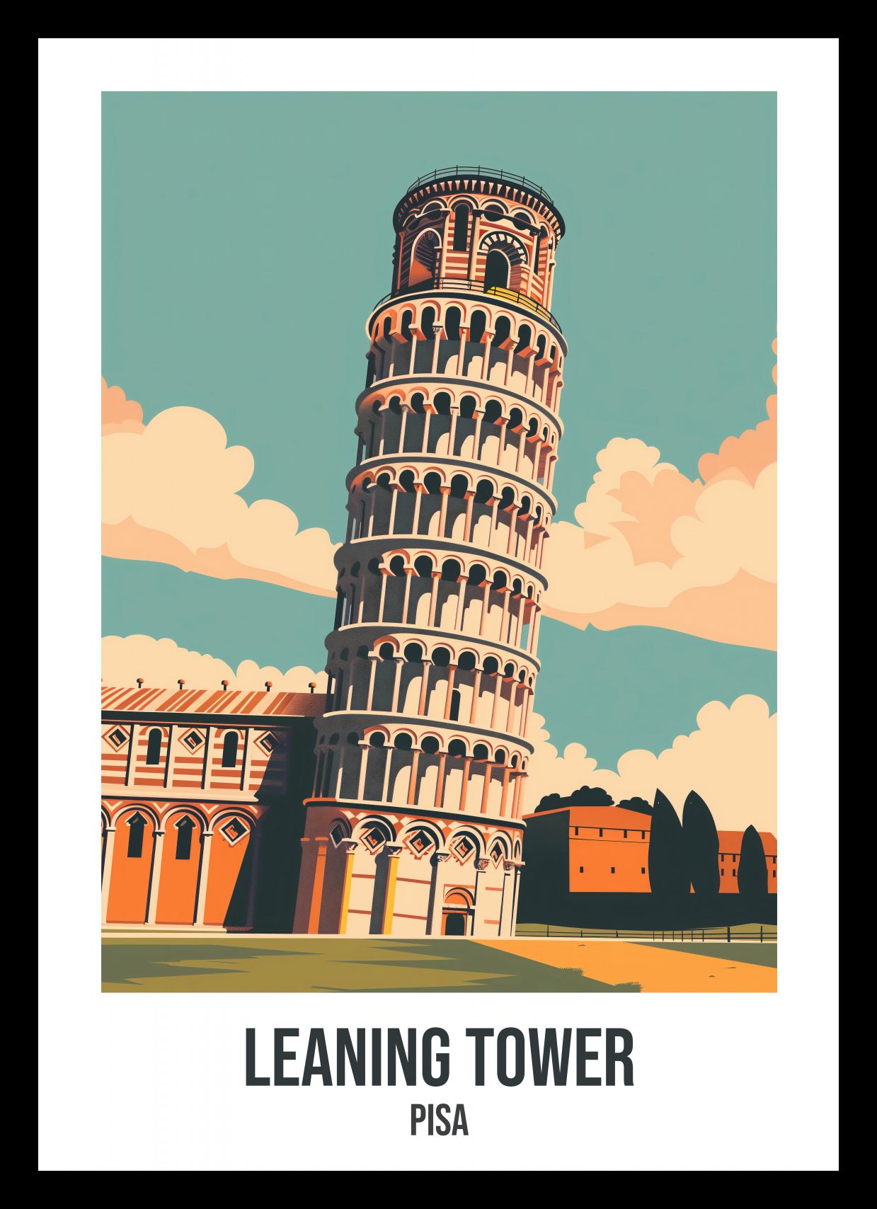Plakat 20,5x28,4cm Leaning Tower, Pisa