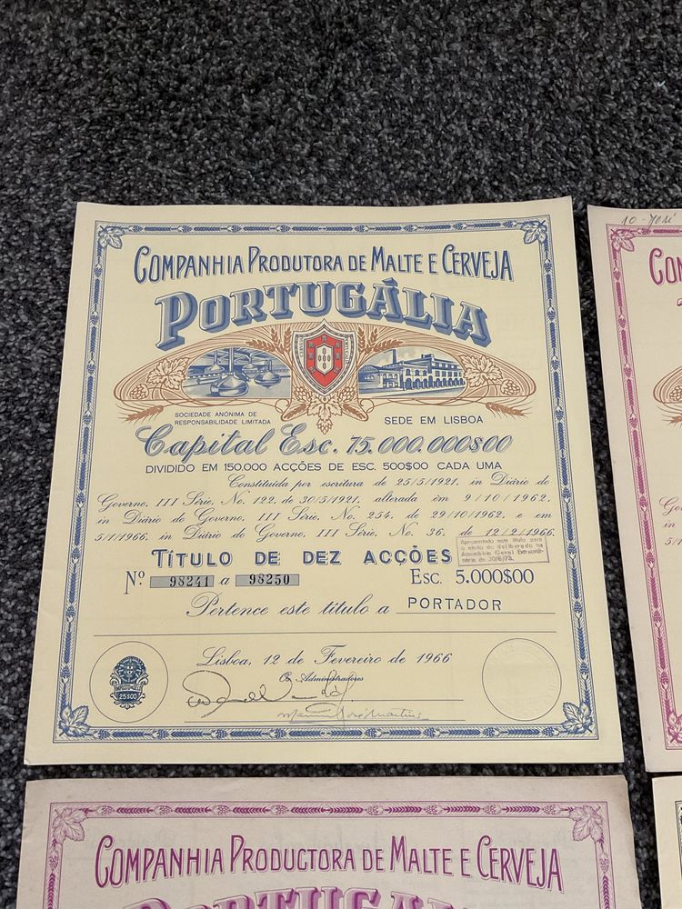 Titulos de accoes, papel antigo