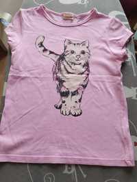 Różowa bluzeczka z kotkiem 134 cm