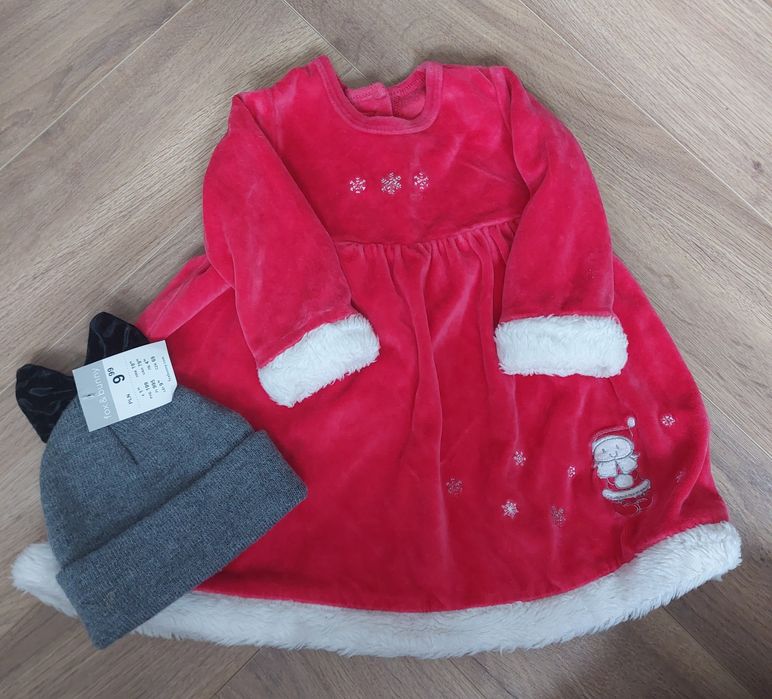 Świąteczna sukienka + nowa czapka