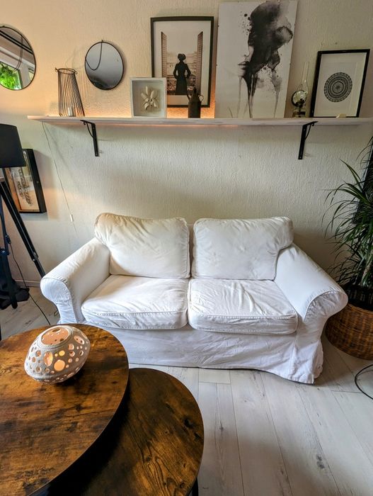 Biała dwuosobowa sofa/ kanapa Ikea Ektorp + Gratis dwa pokrycia