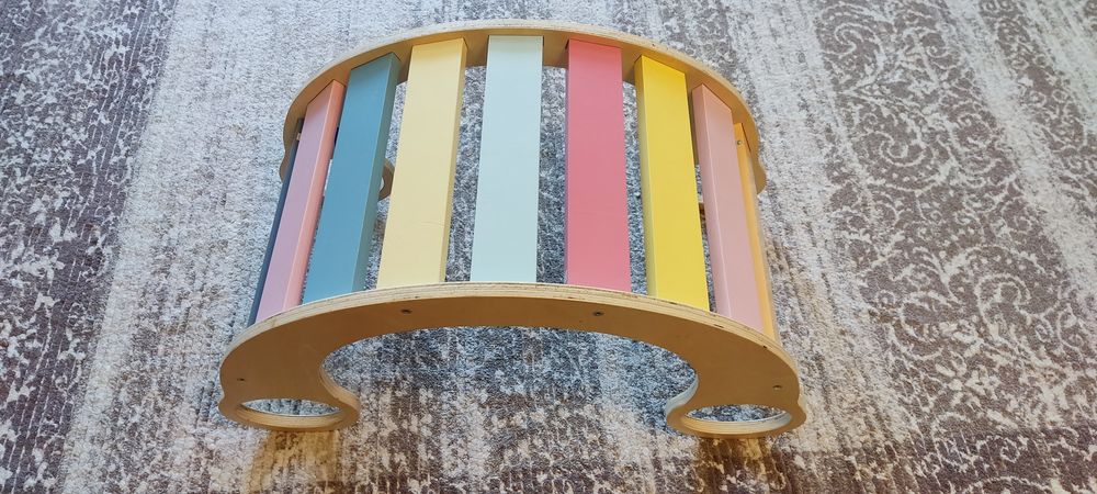 Drewniany bujak wielofunkcyjny 2w1 - huśtawka, bujaczek, równoważnia,