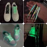 Светящиеся шнурки 120 см флуоресцентные с принтом