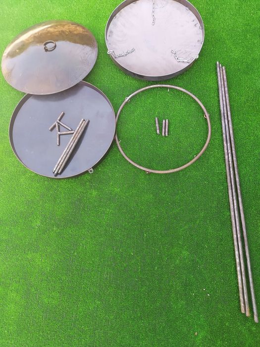 Сковорода диск 50 см з кришкою і підставкою для дров на високих ніжках