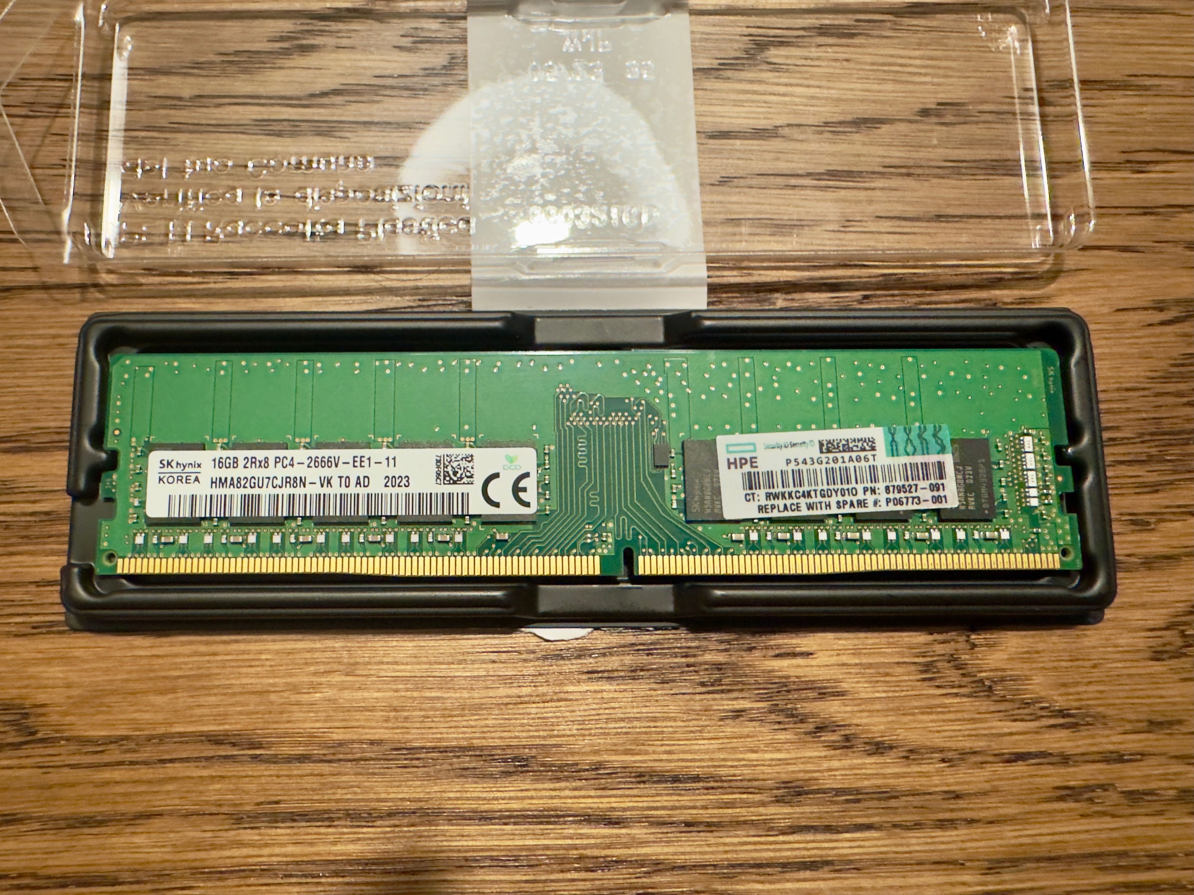 Memória RAM 16gb 2666MHz ECC unbuffered