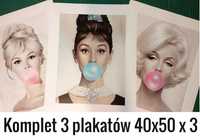 komplet 3 plakatów glamour 40x50 cm wysyłka w tubie.