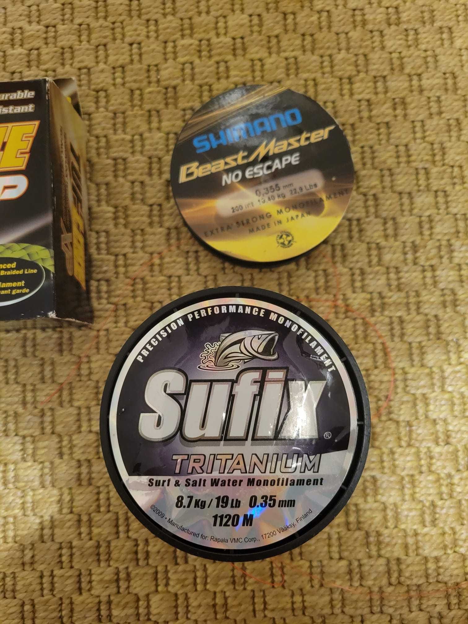 Linha de pesca: Fluorocarbono, linha entrançada, linha nylon