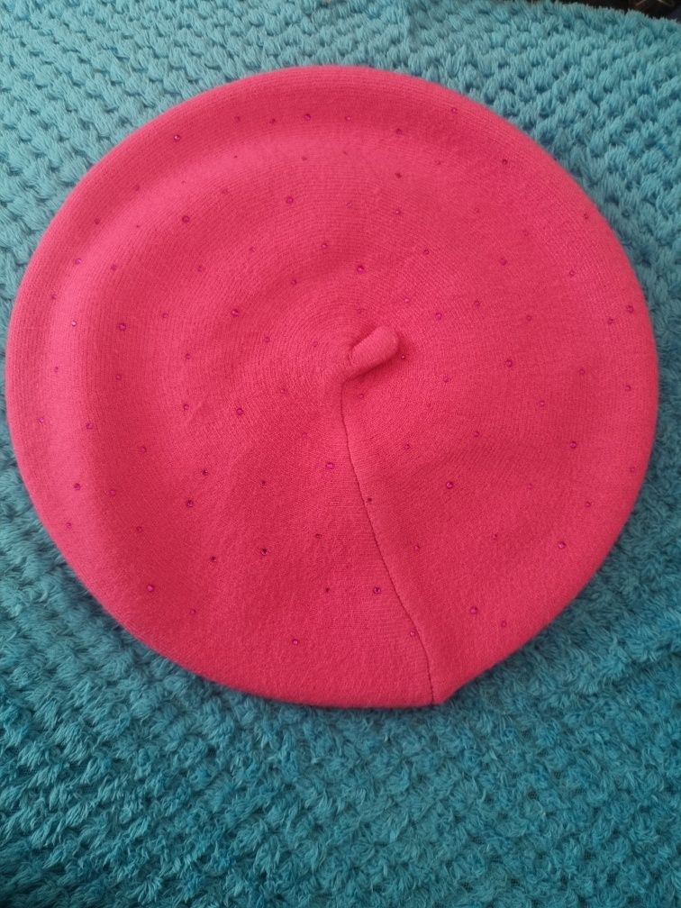 Beret damski, berecik fuksjowy/ różowy
