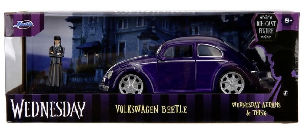 JADA Figurka Wednesday Addams i Rączka + Auto Volkswagen Beetle 1:24