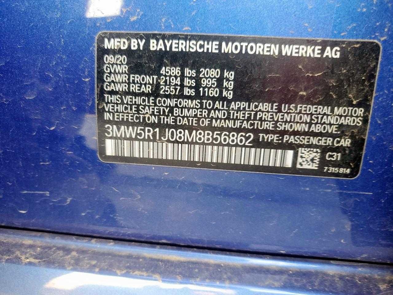 2020 BMW 330I 2.0L