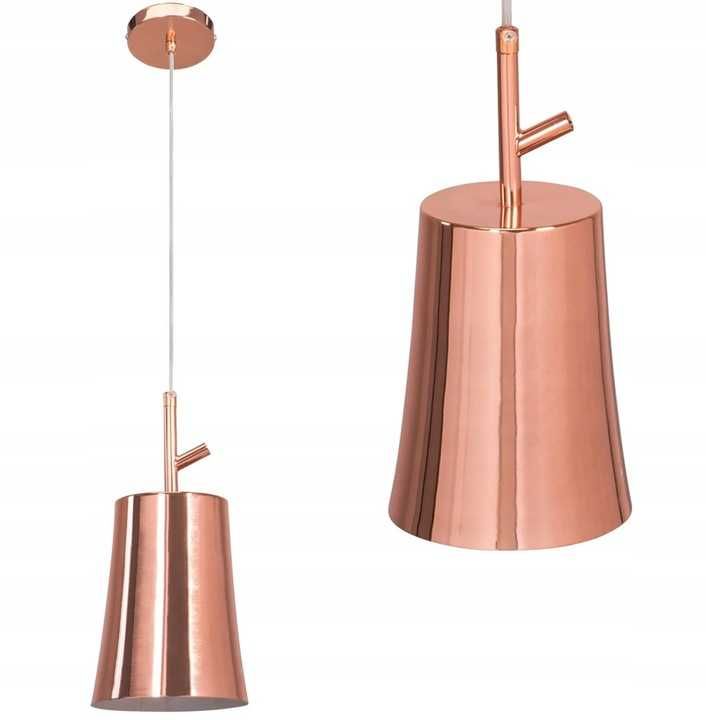 LAMPA WISZĄCA tuba rose gold różowe złoto połysk ZESTAW