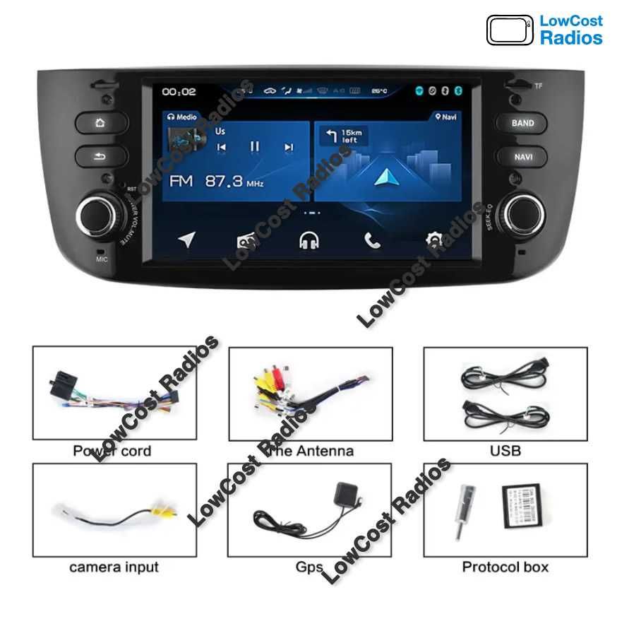 Auto Rádio 9' FIAT PUNTO E LINEA 2005 a 2015 | GPS ANDROID BT USB