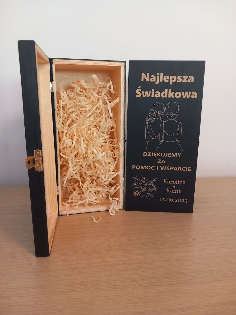 Podziękowanie dla świadków  2 x pudelko na whisky czarne ślub wesele