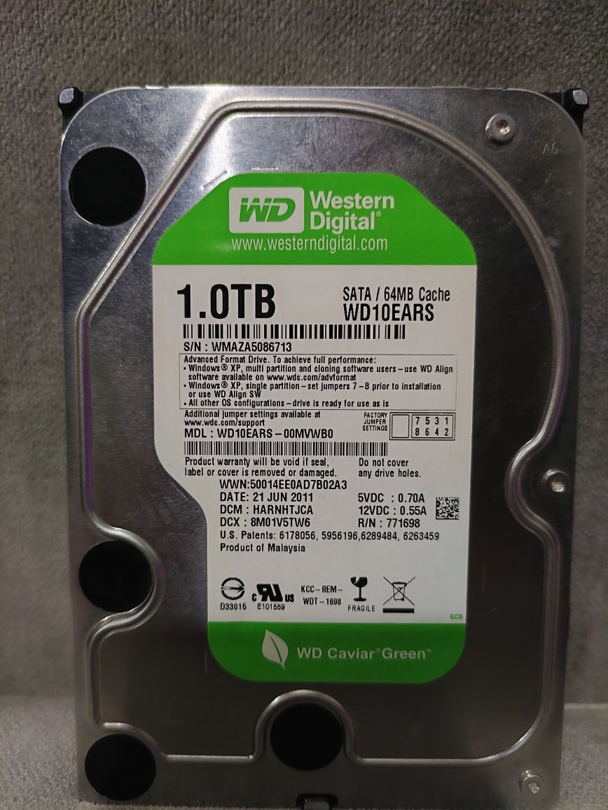 Жесткий диск Western Digital WD Caviar Green 1TB (WD10EARS-00MVWB0)