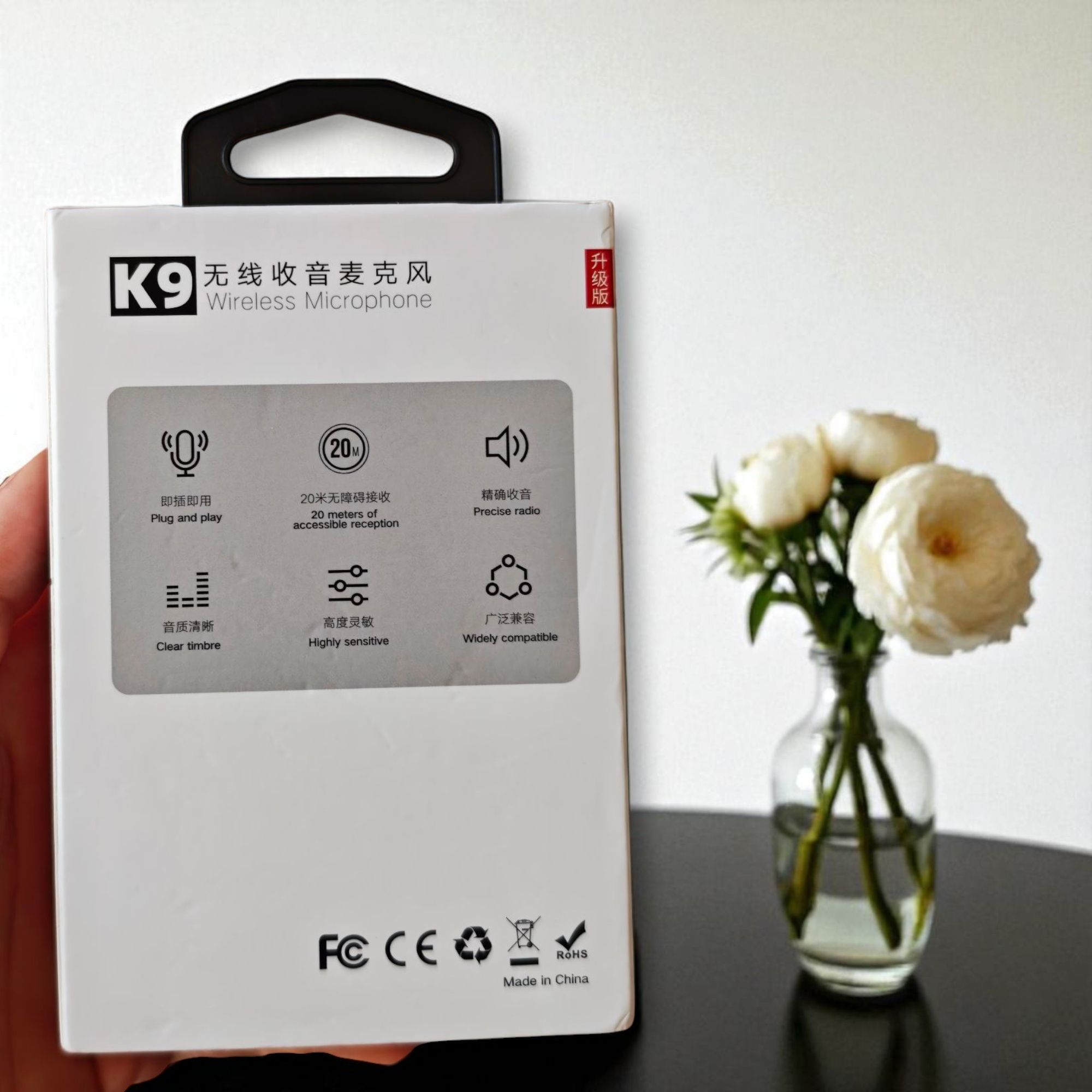 Mini mikrofon bezprzewodowy K9 do iPhone Bluetooth czarny