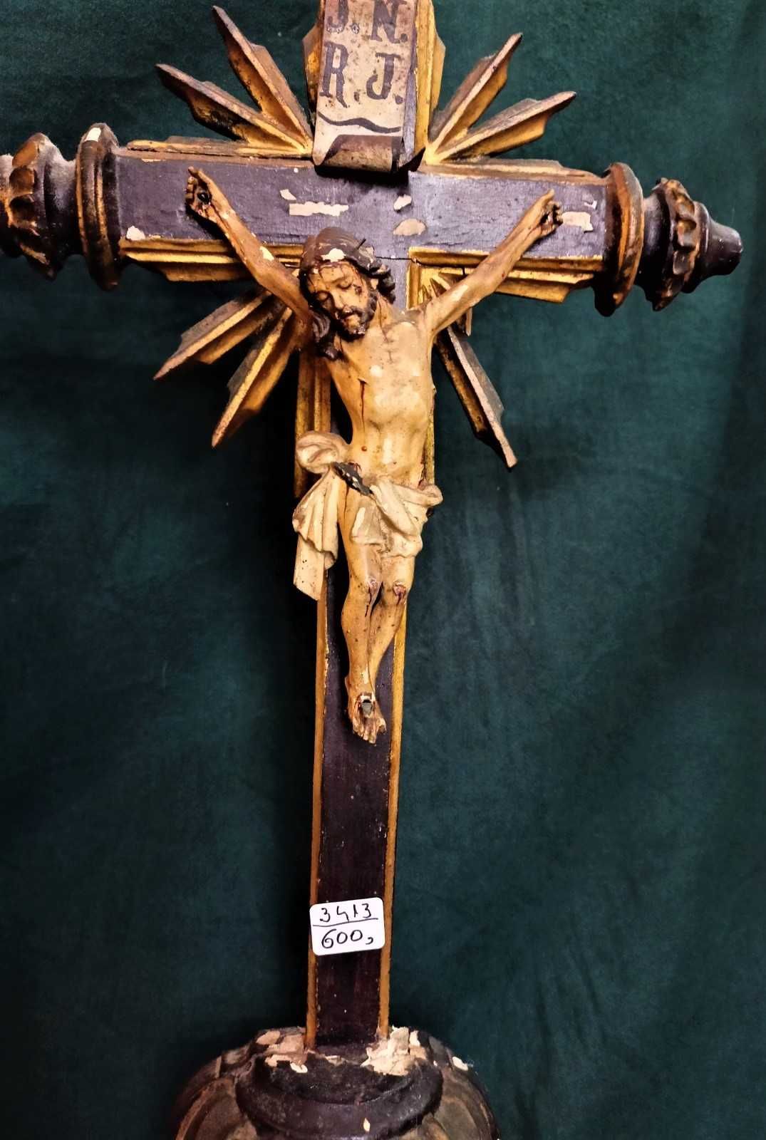 Crucifixos e Santo António Madeira Policromada