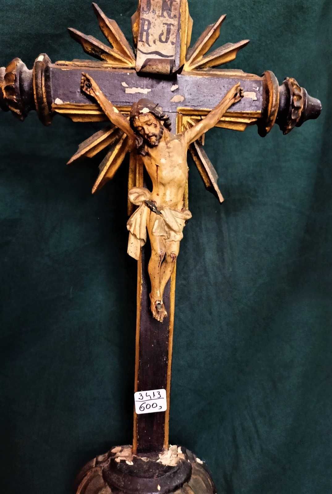 Crucifixos e Santo António Madeira Policromada