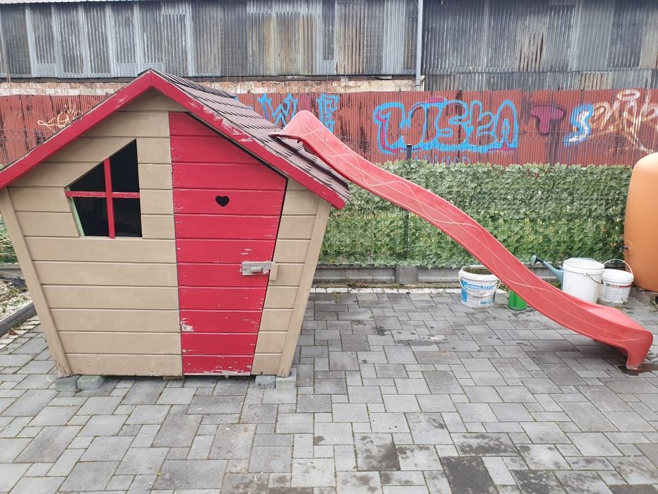 Dom domek drewniany ze zjeżdżalnia 3metry dla dzieci do ogrodu