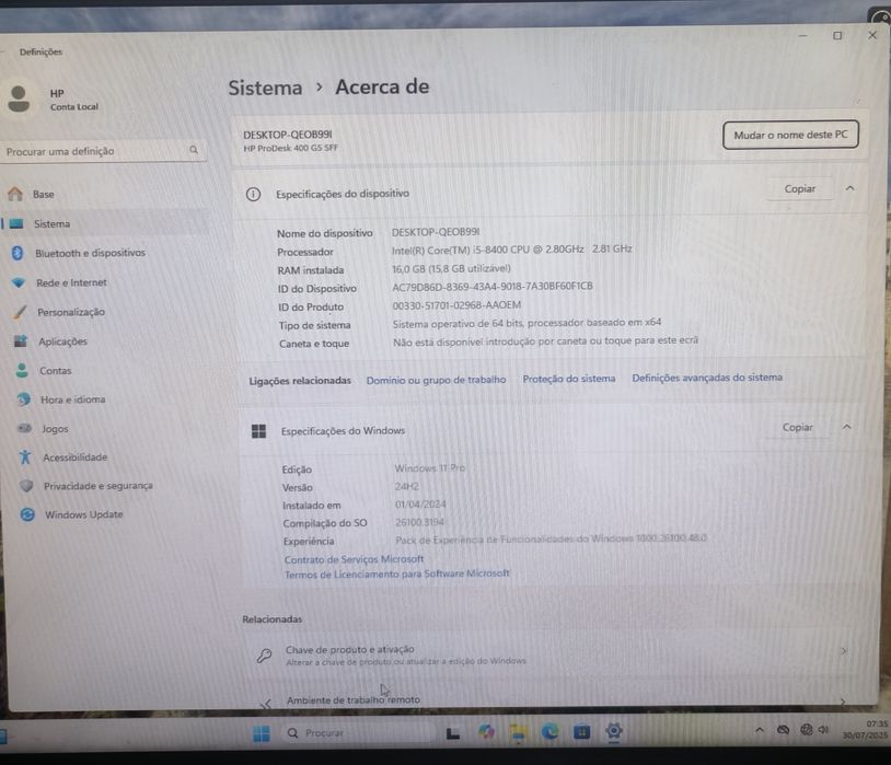HP PC, Intel Core i5-8400 (6 cores) + Intel UHD 630 Graphics + 16 GB RAM + 750 GB NVMe SSD64283904366849123