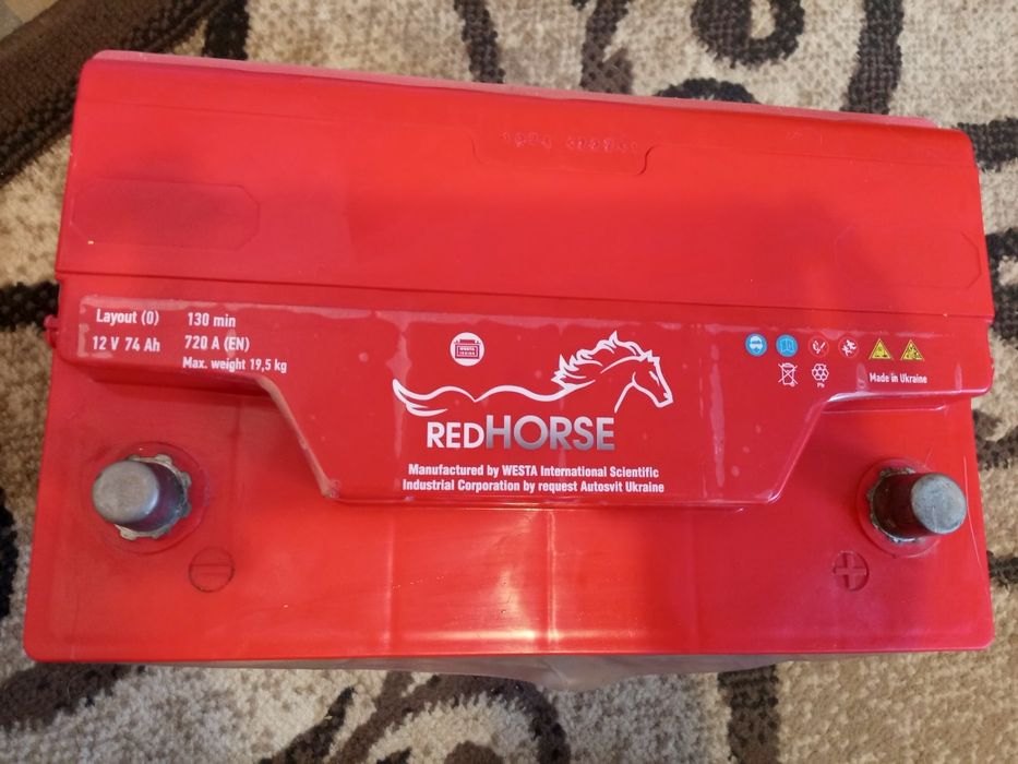 Акумулятор автомобільний RED HORSE 74 Ah (R+) (720А) батарея