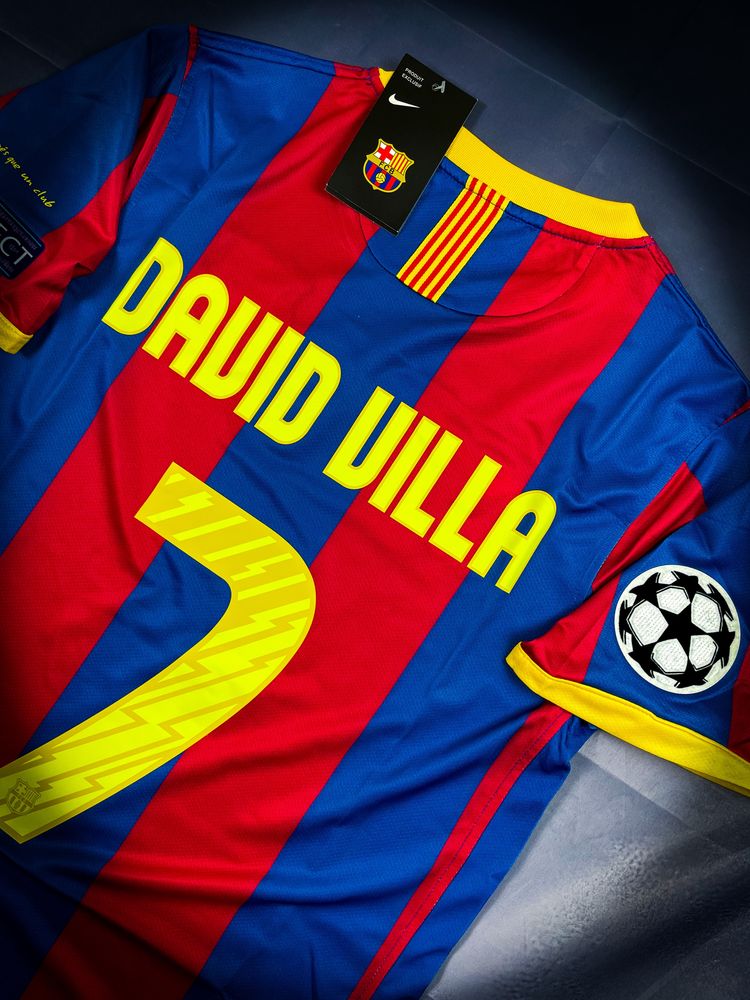 Vintage T-shirt David Villa #7 Barcelona Nike Dri-Fit Champions League