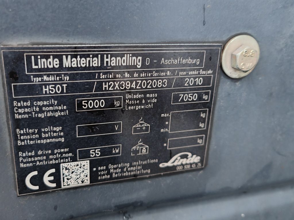 Wózek widłowy Linde H50T 5T Z Niemiec Pozycjoner Przeb 12900 mtg