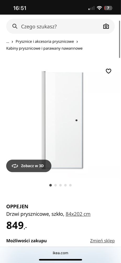 Kabina prysznicowa ikea Oppejen