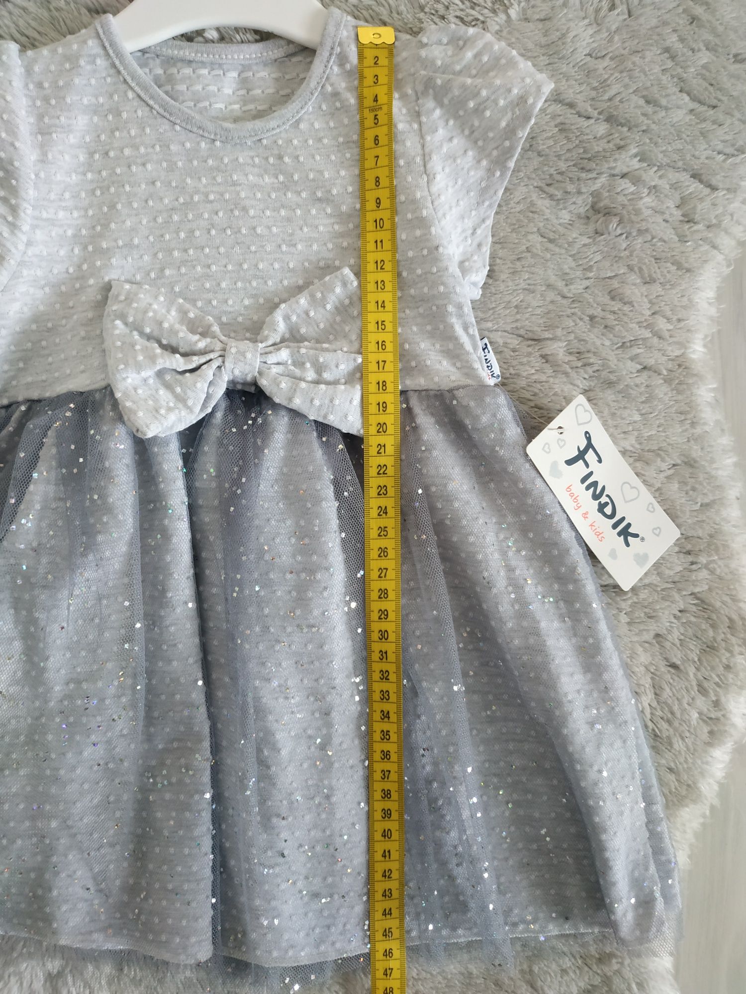 Nowa sukienka/tiul//wiosna/lato/szara/kokarda/prezent/Findik/r.86/92