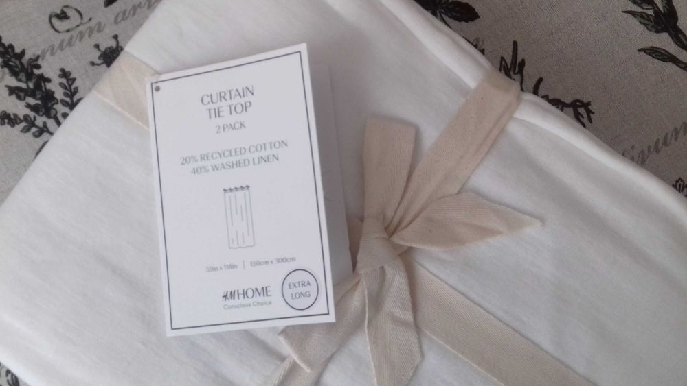 Zasłony H&M len plus bawełna troczki 150x300