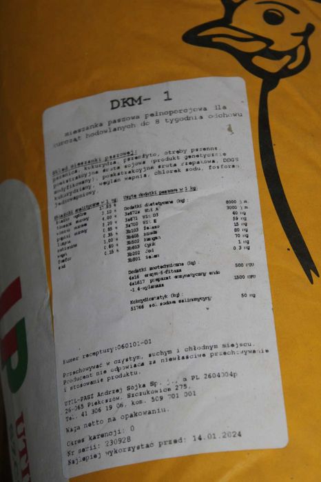 Pasza dla kurcząt hodowlanych DKM 1 i 2 Utilpasz