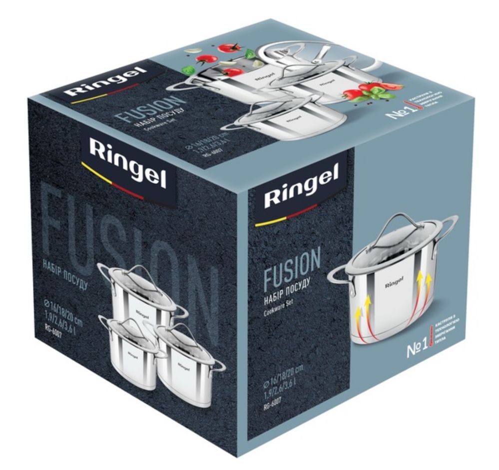 Набір каструль Ringel Fusion 1.9/2.6/3.6 л сталь Австрія новий Київ