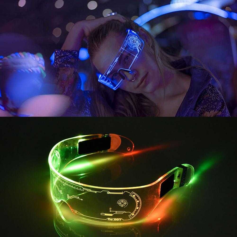 Мерцающие светодиодные космические футуристические очки для вечеринки
