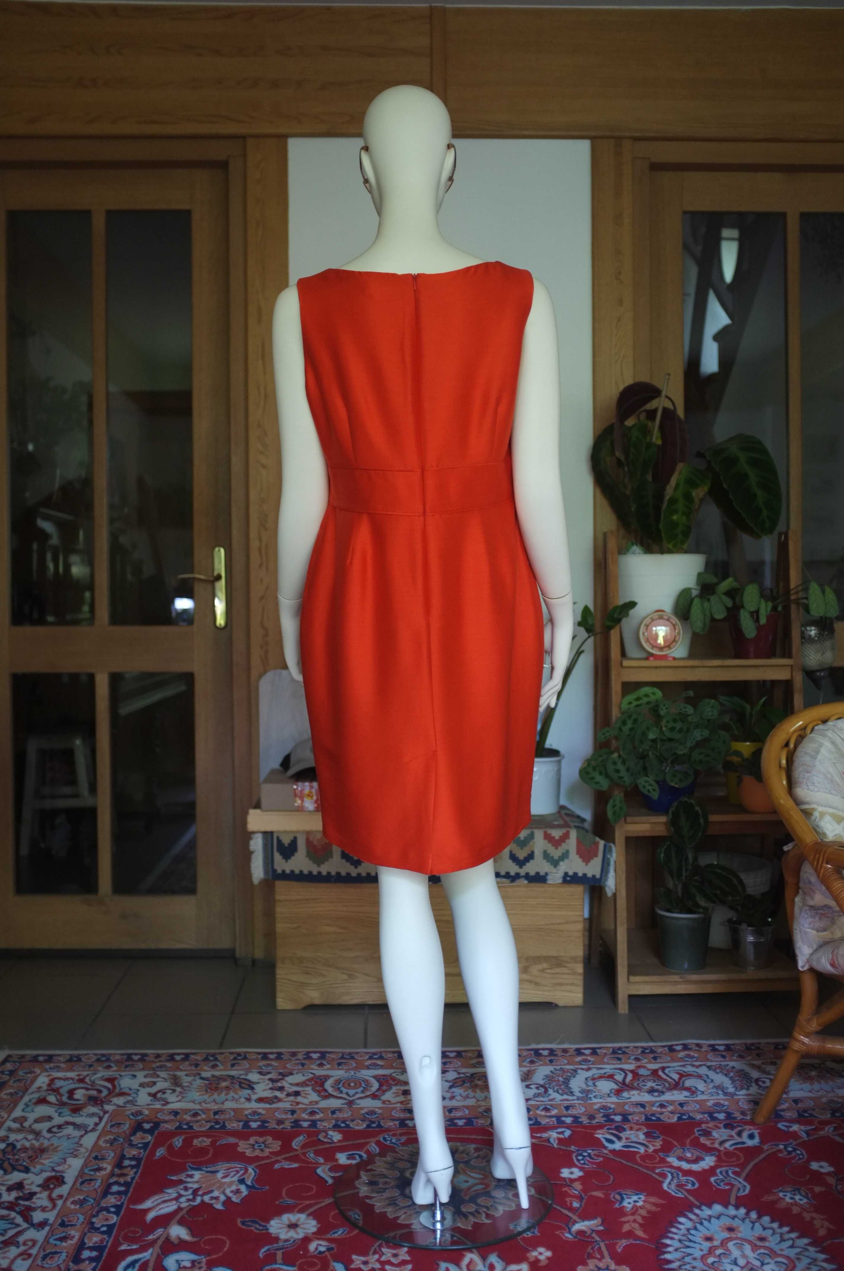 elegancka pomarańczawa sukienka retro Minuet petite jedwab klasyczna