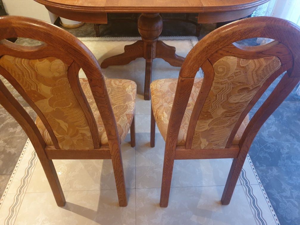 Stół dębowy rozkładany i 4 krzesła dąb rustykalny