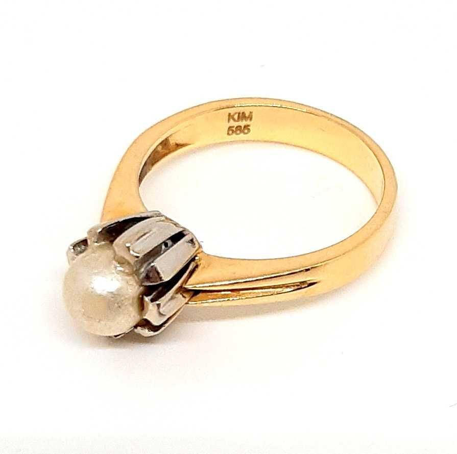 Złoty pierścionek z Perłą PR.585 W:4,41gr R.15 InterSKLEP
